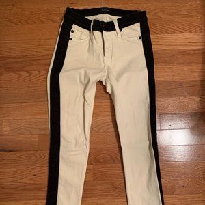 HUDSON cream with black stripe jeans